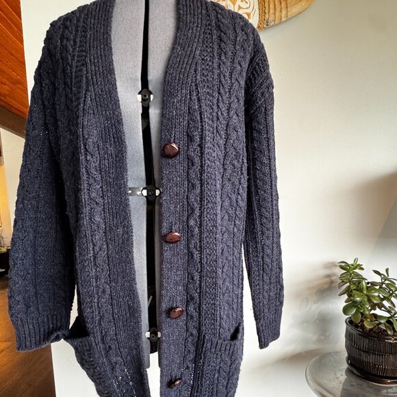 Celtic & Co. Cable Boyfriend Cardigan - Blue Medium - Picture 3 of 8
